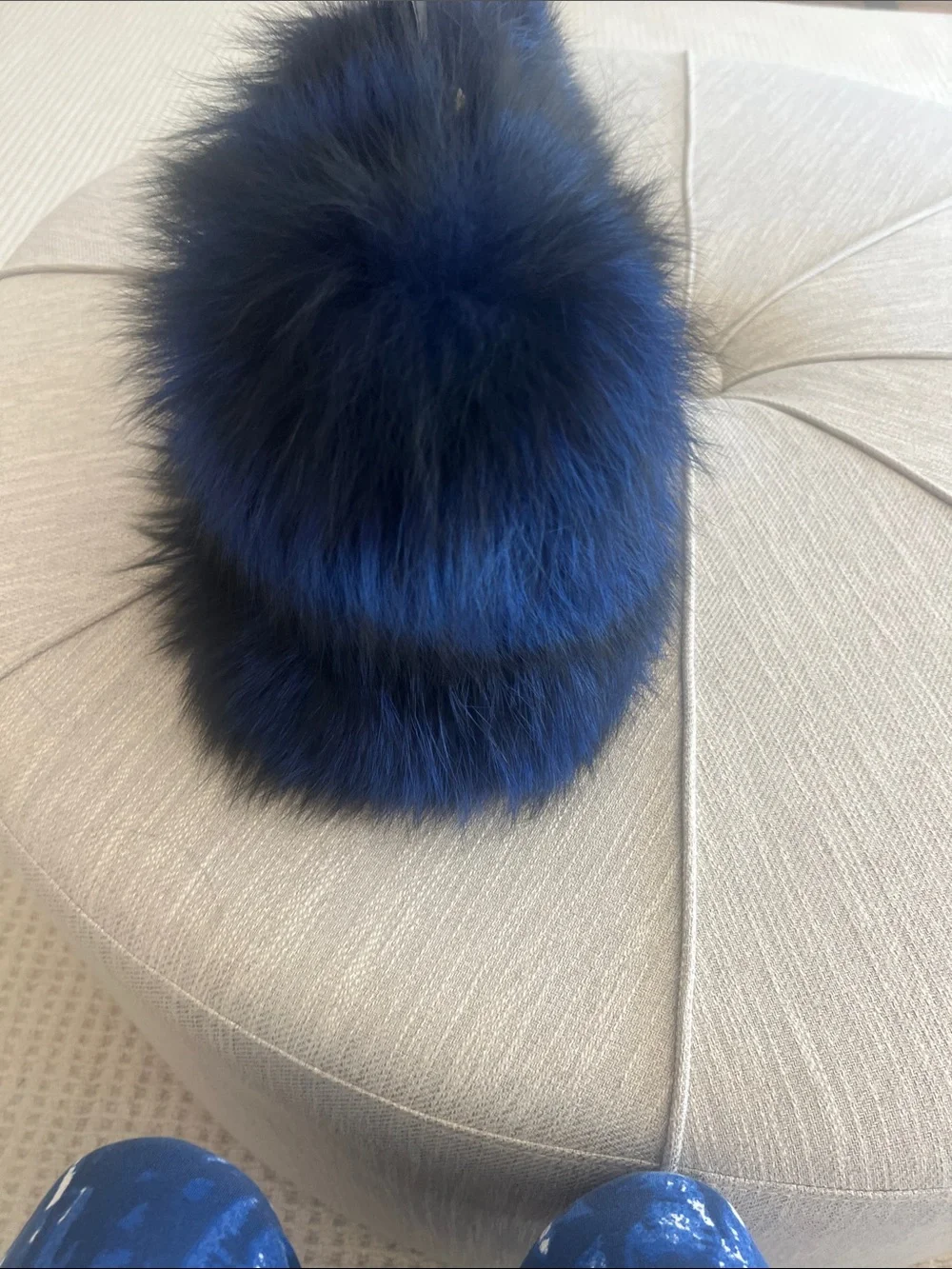 Derek Lam Equisite Faux Fur Navy Bag with Loop Strap